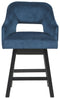 Tallenger - Blue/dark Brown - Uph Swivel Barstool (2/cn)-Washburn's Home Furnishings