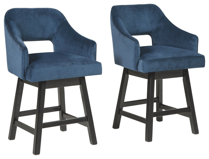 Tallenger - Blue/dark Brown - Uph Swivel Barstool (2/cn)-Washburn's Home Furnishings