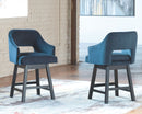 Tallenger - Blue/dark Brown - Uph Swivel Barstool (2/cn)-Washburn's Home Furnishings