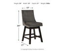 Tallenger - Dark Gray - Uph Swivel Barstool (2/cn)-Washburn's Home Furnishings