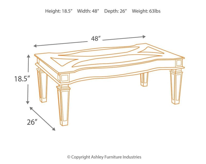 Tessani - Silver - Rectangular Cocktail Table-Washburn's Home Furnishings