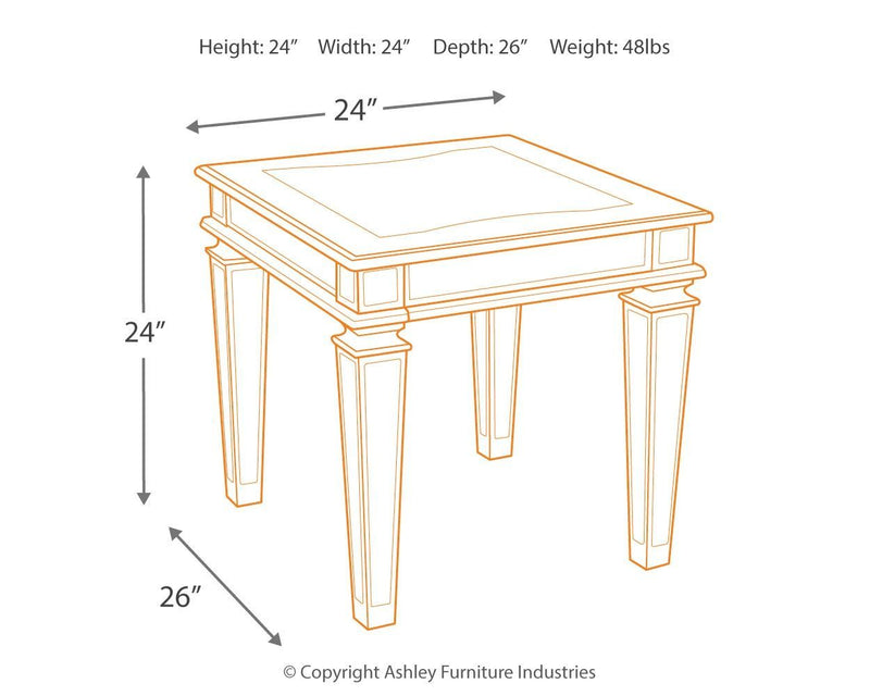 Tessani - Silver - Rectangular End Table-Washburn's Home Furnishings