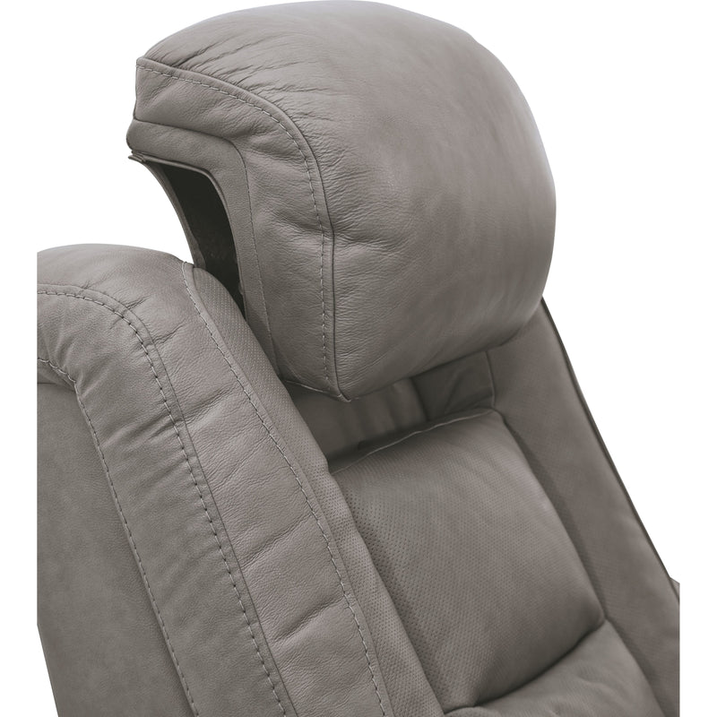 The Man-Den - Gray - PWR Recliner/ADJ Headrest-Washburn's Home Furnishings