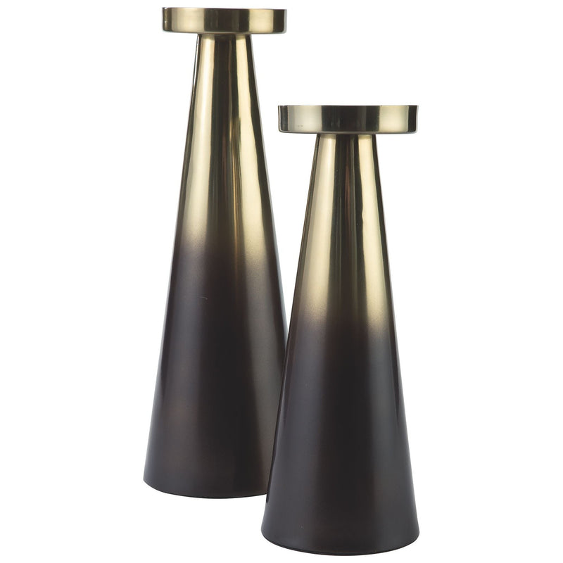 Theseus - Gold Finish/brown - Candle Holder Set (2/cn)-Washburn's Home Furnishings