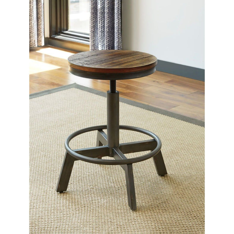 Torjin - Brown/Gray - Swivel Stool-Washburn's Home Furnishings