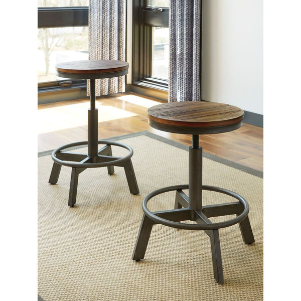 Torjin - Brown/Gray - Swivel Stool-Washburn's Home Furnishings