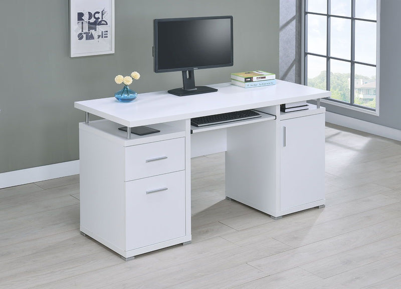 Tracy 2-drawer Computer Desk - White-Washburn's Home Furnishings