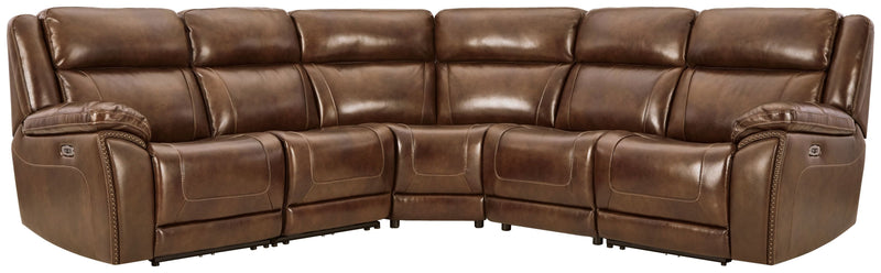 Trambley - Dark Brown - Left Arm Facing Power Recliner 5 Pc Sectional-Washburn's Home Furnishings