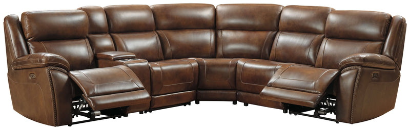 Trambley - Dark Brown - Left Arm Facing Power Recliner 6 Pc Sectional-Washburn's Home Furnishings