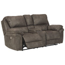 Trementon - Graphite - Dbl Rec Pwr Loveseat W/console-Washburn's Home Furnishings