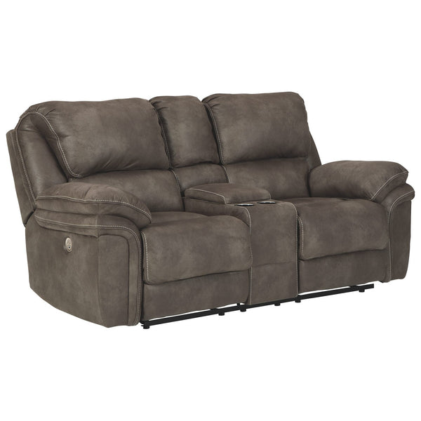 Trementon - Graphite - Dbl Rec Pwr Loveseat W/console-Washburn's Home Furnishings