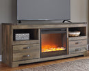 Trinell - Brown - 2 Pc. - 63" Tv Stand With Fireplace Insert Glass/stone-Washburn's Home Furnishings