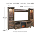 Trinell - Brown - 5 Pc. - Entertainment Center - 63" Tv Stand With Faux Firebrick Fireplace Insert-Washburn's Home Furnishings