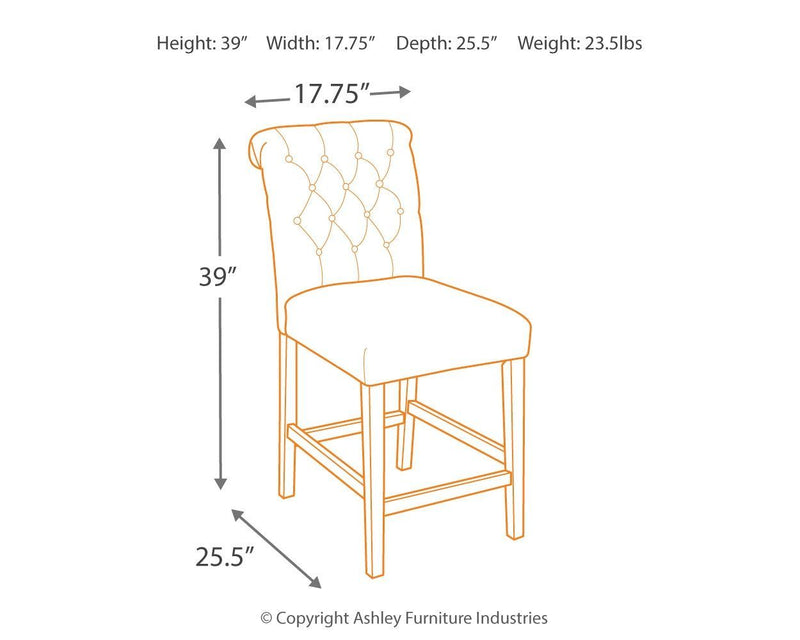 Tripton - Graphite - Upholstered Barstool (2/cn)-Washburn's Home Furnishings