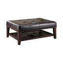 Tufted Ottoman With Storage Shelf - Brown-Washburn's Home Furnishings