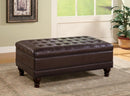 Tufted Storage Ottoman With Turned Legs - Brown-Washburn's Home Furnishings