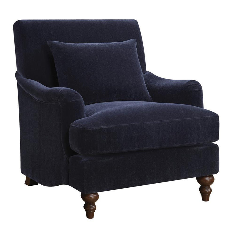 Upholstered Accent Chair With Turned Legs - Blue-Washburn's Home Furnishings