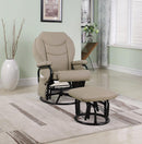 Upholstered Glider Recliner With Ottoman - Beige-Washburn's Home Furnishings