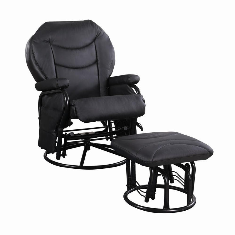 Upholstered Glider Recliner With Ottoman - Black-Washburn's Home Furnishings