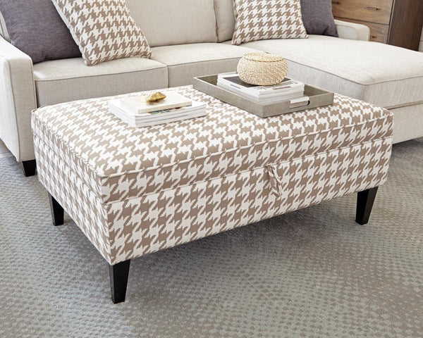 Upholstered Storage Ottoman - Beige-Washburn's Home Furnishings