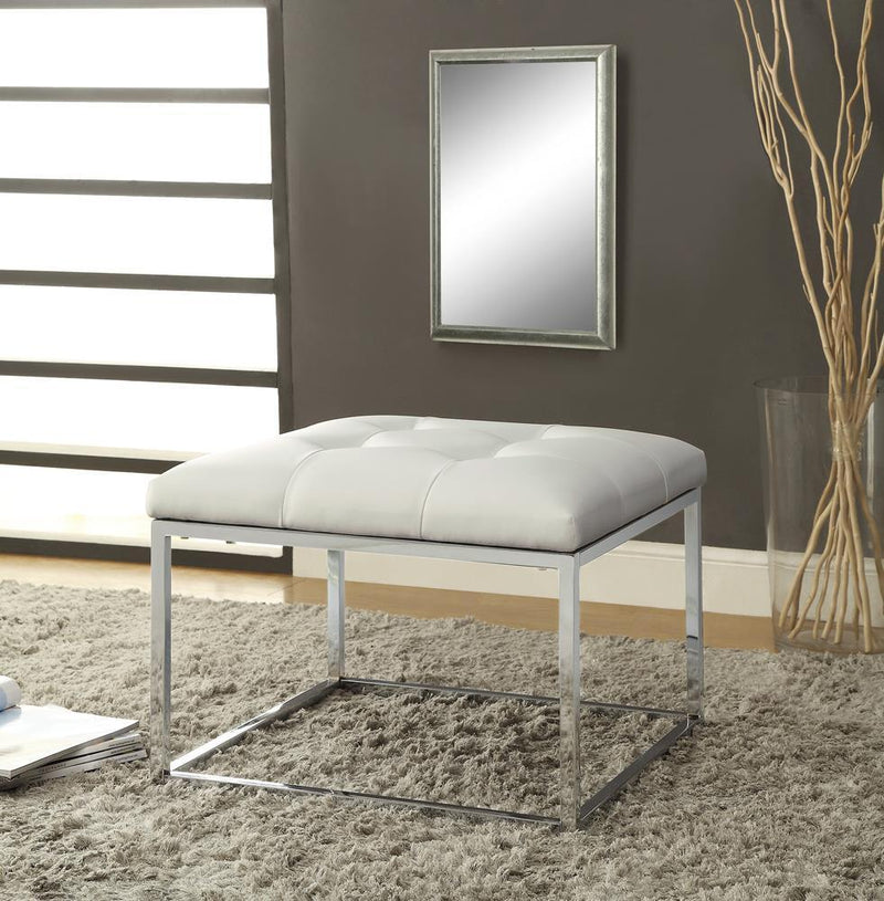 Upholstered Tufted Ottoman - White-Washburn's Home Furnishings