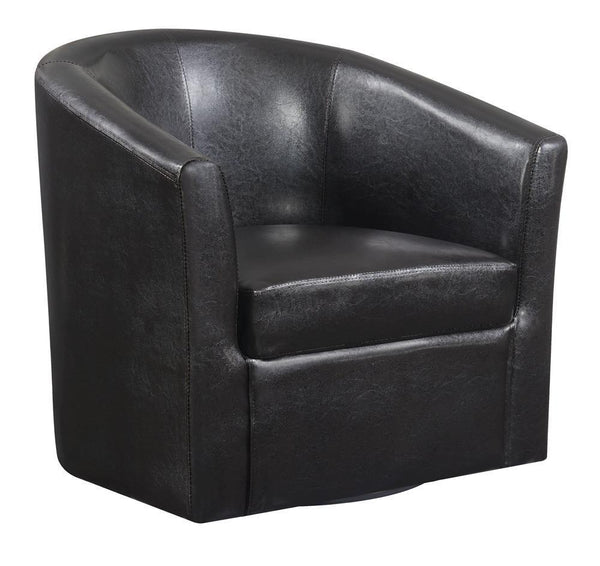 Upholstery Sloped Arm Accent Swivel Chair - Black-Washburn's Home Furnishings