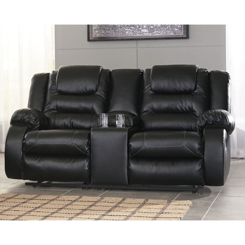 Vacherie - Black - Dbl Rec Loveseat W/console-Washburn's Home Furnishings