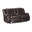 Vacherie - Chocolate - Dbl Rec Loveseat W/console-Washburn's Home Furnishings