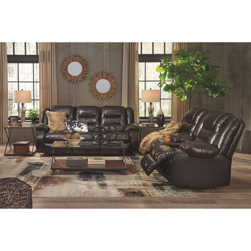 Vacherie - Chocolate - Dbl Rec Loveseat W/console-Washburn's Home Furnishings