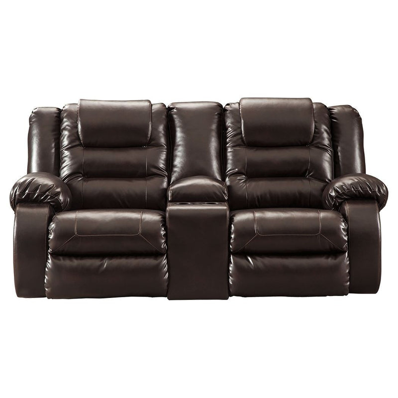 Vacherie - Chocolate - Dbl Rec Loveseat W/console-Washburn's Home Furnishings