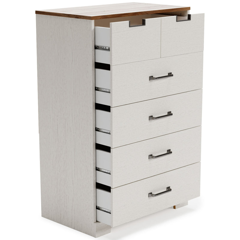 Vaibryn - White / Brown / Beige - Five Drawer Chest-Washburn's Home Furnishings