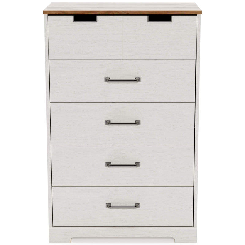 Vaibryn - White / Brown / Beige - Five Drawer Chest-Washburn's Home Furnishings