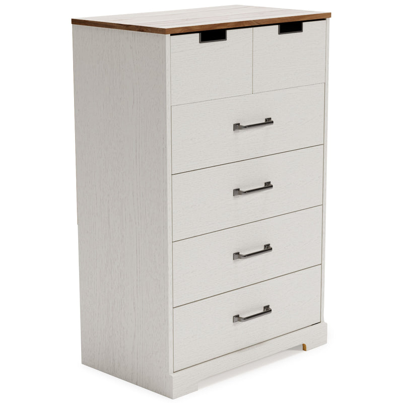 Vaibryn - White / Brown / Beige - Five Drawer Chest-Washburn's Home Furnishings