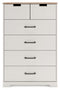 Vaibryn - White / Brown / Beige - Five Drawer Chest - Vinyl-wrapped-Washburn's Home Furnishings