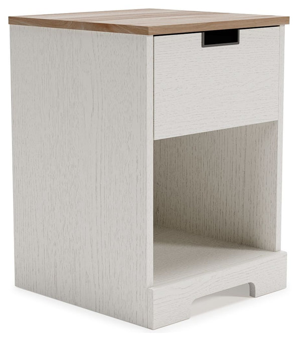 Vaibryn - White / Brown / Beige - One Drawer Night Stand-Washburn's Home Furnishings