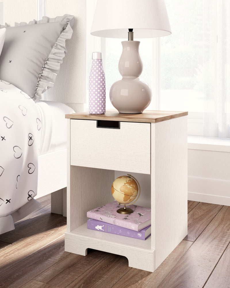 Vaibryn - White / Brown / Beige - One Drawer Night Stand - Youth-Washburn's Home Furnishings