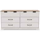 Vaibryn - White / Brown / Beige - Six Drawer Dresser-Washburn's Home Furnishings