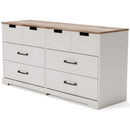 Vaibryn - White / Brown / Beige - Six Drawer Dresser-Washburn's Home Furnishings