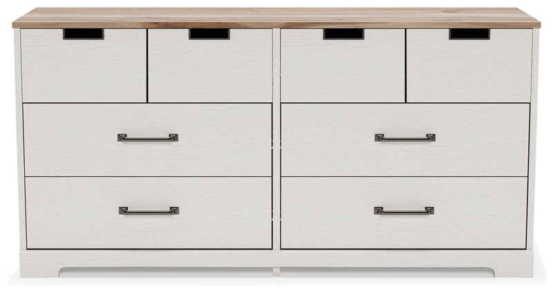 Vaibryn - White / Brown / Beige - Six Drawer Dresser - Vinyl-wrapped-Washburn's Home Furnishings