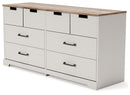 Vaibryn - White / Brown / Beige - Six Drawer Dresser - Vinyl-wrapped-Washburn's Home Furnishings