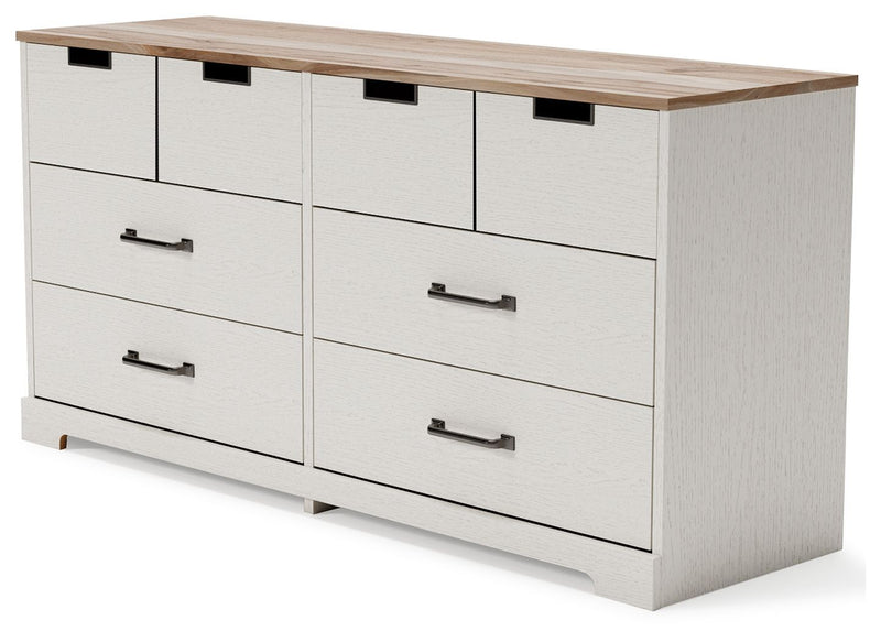 Vaibryn - White / Brown / Beige - Six Drawer Dresser - Vinyl-wrapped-Washburn's Home Furnishings