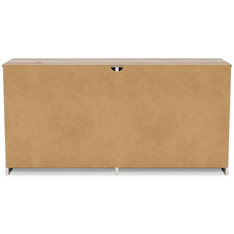 Vaibryn - White / Brown / Beige - Six Drawer Dresser - Vinyl-wrapped-Washburn's Home Furnishings