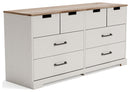 Vaibryn - White / Brown / Beige - Six Drawer Dresser - Vinyl-wrapped-Washburn's Home Furnishings