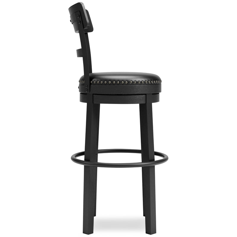 Valebeck - Black - Tall Uph Swivel Barstool(1/cn)-Washburn's Home Furnishings