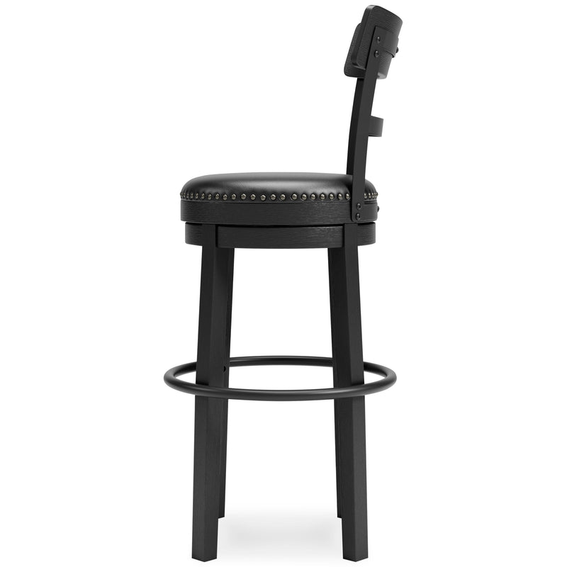 Valebeck - Black - Tall Uph Swivel Barstool(1/cn)-Washburn's Home Furnishings