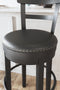 Valebeck - Black - Tall Uph Swivel Barstool(1/cn)-Washburn's Home Furnishings