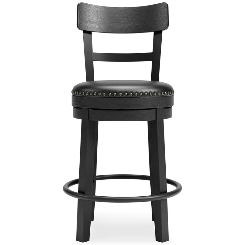 Valebeck - Black - Uph Swivel Barstool (1/cn)-Washburn's Home Furnishings