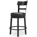 Valebeck - Black - Uph Swivel Barstool (1/cn)-Washburn's Home Furnishings