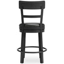 Valebeck - Black - Uph Swivel Barstool (1/cn)-Washburn's Home Furnishings