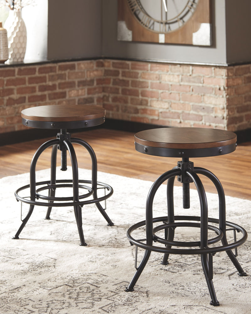 Valebeck - Brown/black - Swivel Barstool (2/cn)-Washburn's Home Furnishings